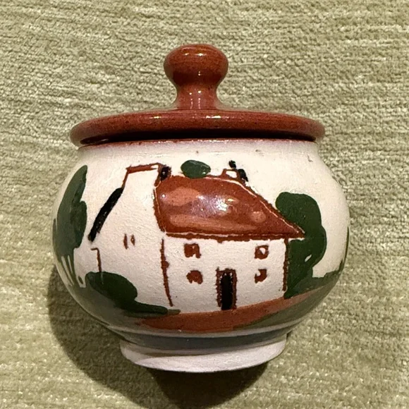Motto Ware or Cottage Ware Jam Jar / Miniature Sugar Bowl Torquay Devon England - Picture 1 of 11